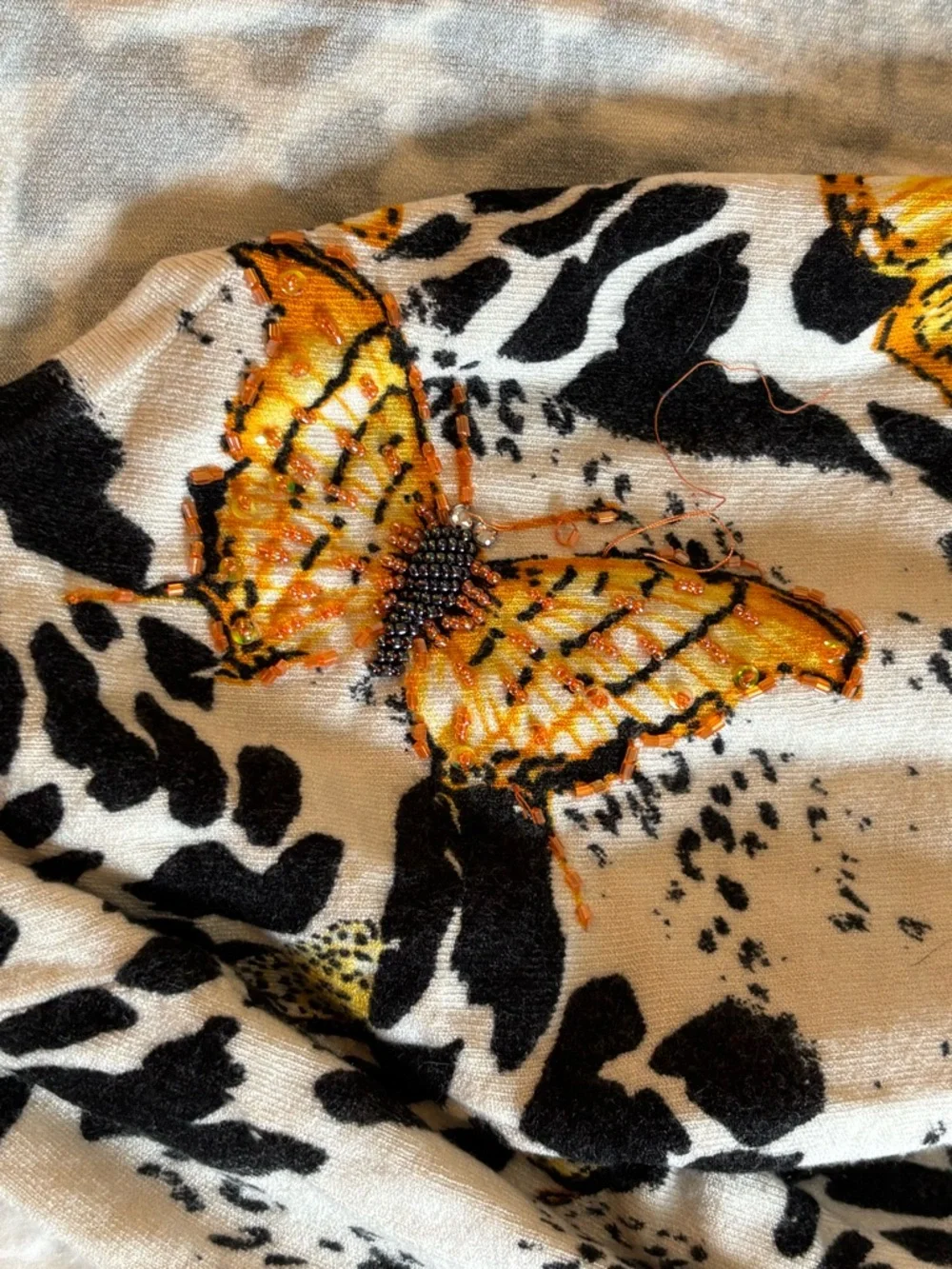 Floral Animal Print Women's cardigan. Butterfly - Picture 8 of 14